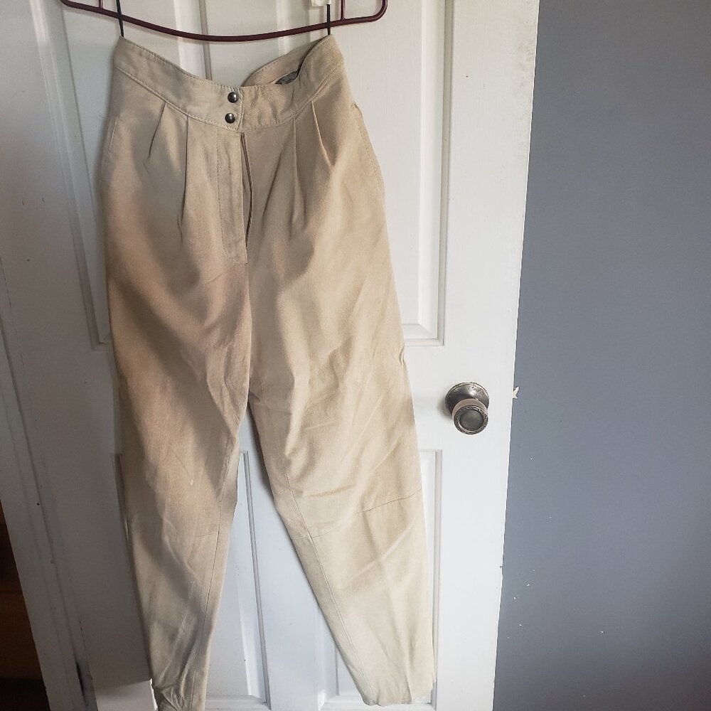 Suede fully lined women's pants